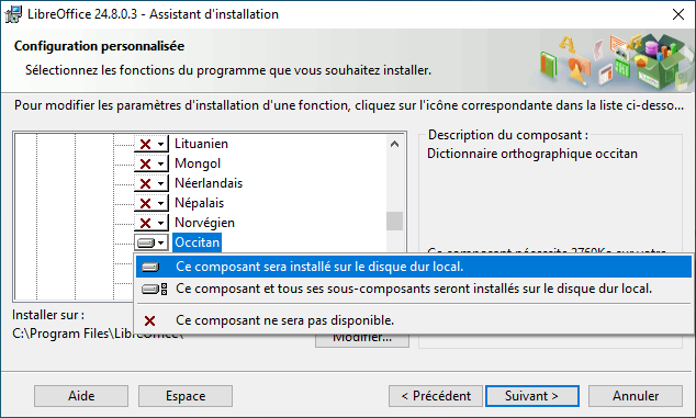 Captura d’ecran tutorial installar LibreOffice en occitan